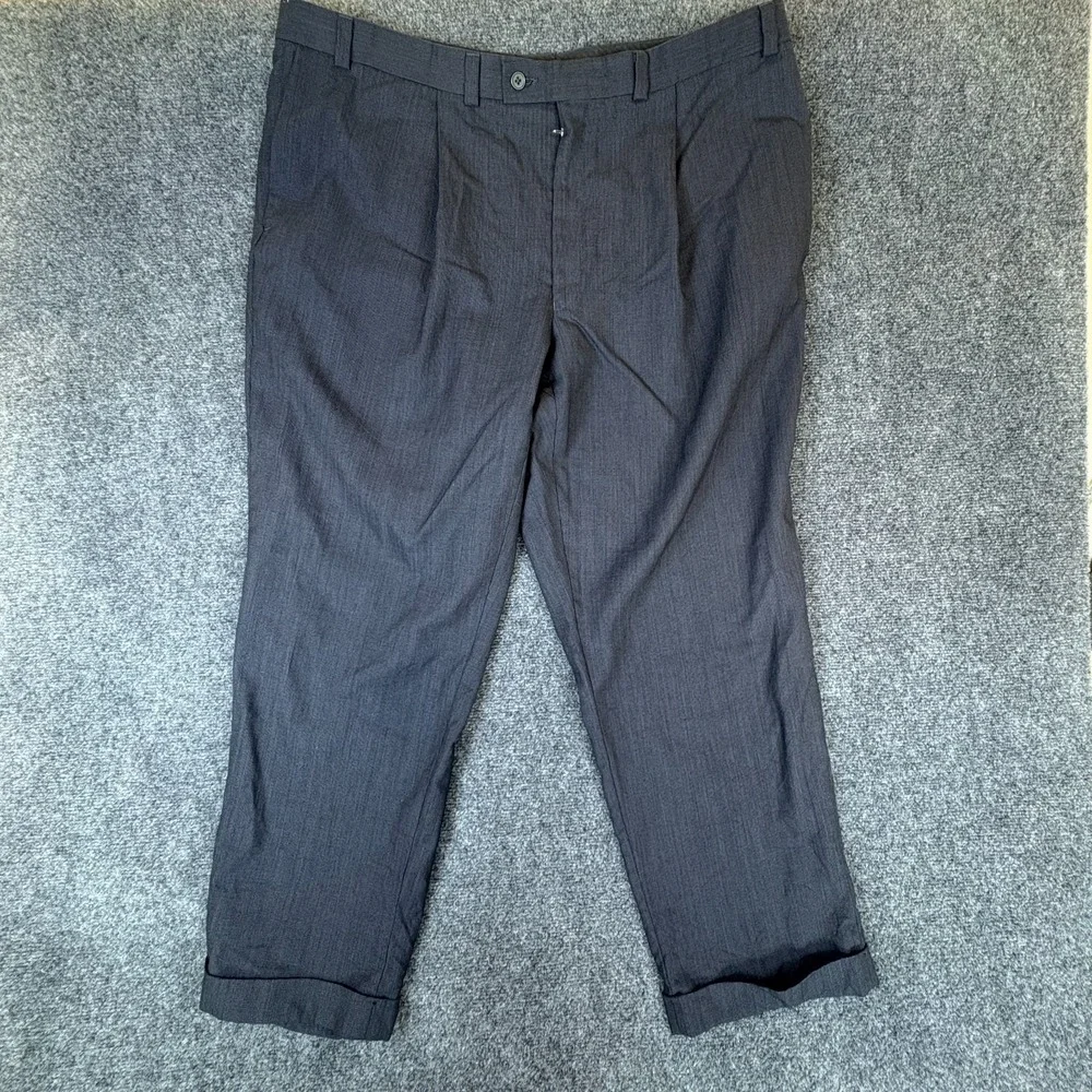 Calvin Klein Dress Pants Men 40x28.5 Gray Mid Rise Pleated Front Formal Business